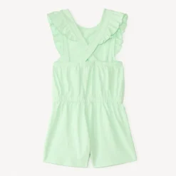 Eénkleurige slub overall met volantbandjes meisjes