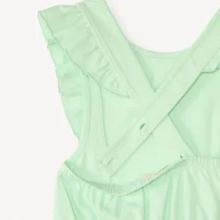 Eénkleurige slub overall met volantbandjes meisjes