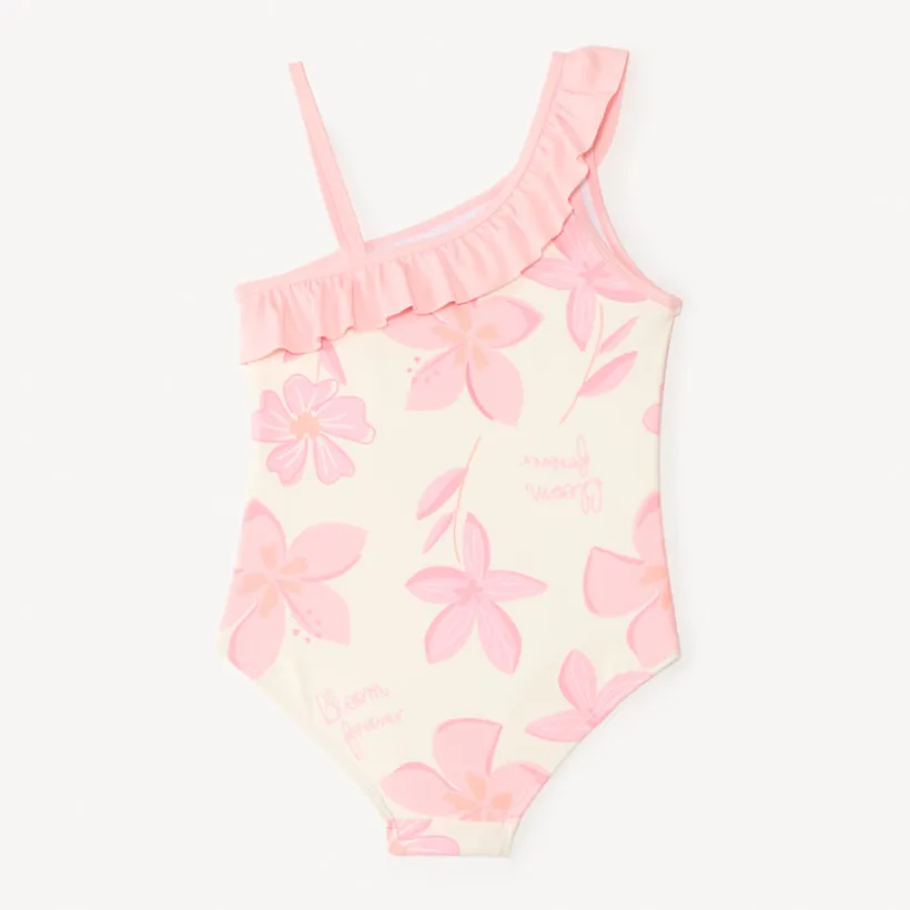Eénpiece badpak met asymmetrische straps en bloemenprint meisjes