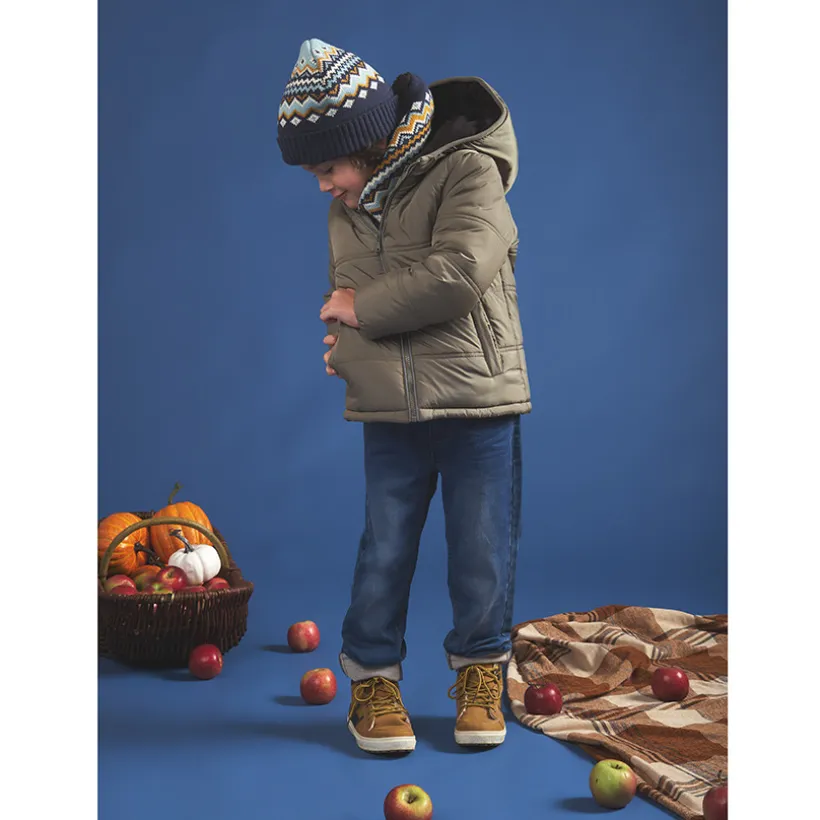 Ensemble bonnet et snood en tricot doublé sherpa garçon