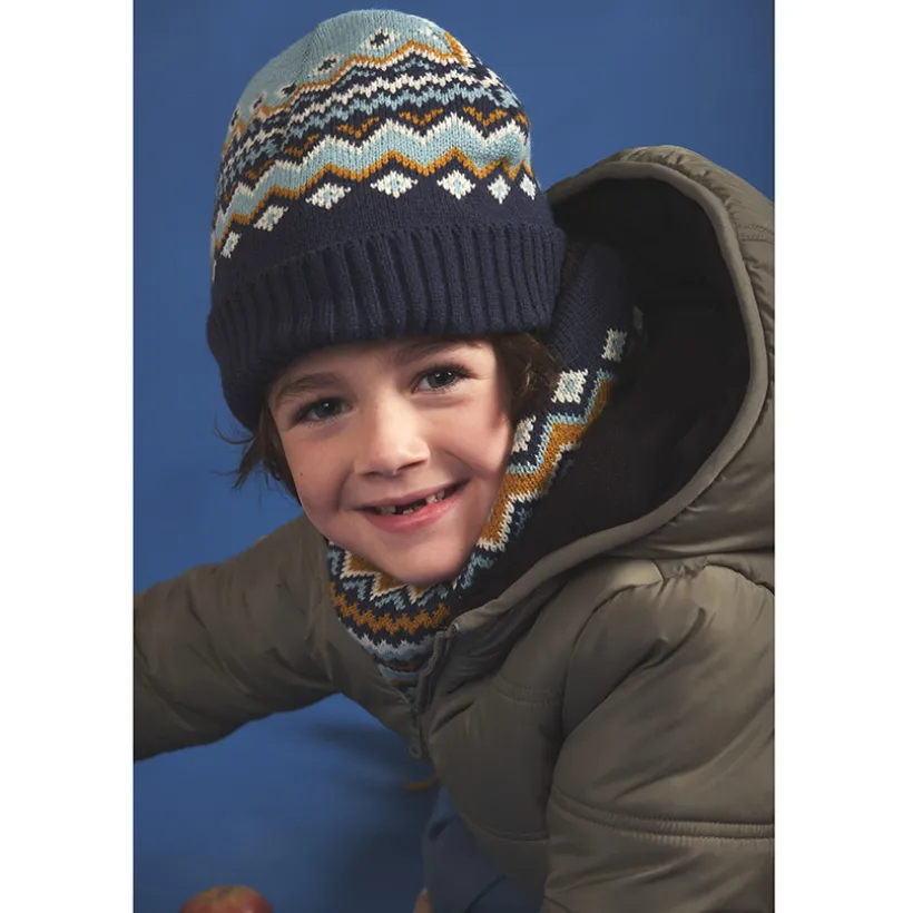 Ensemble bonnet et snood en tricot doublé sherpa garçon