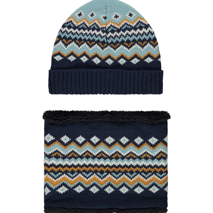 Ensemble bonnet et snood en tricot doublé sherpa garçon