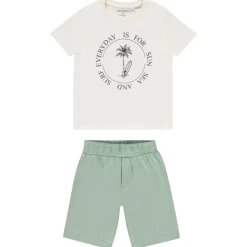 Ensemble t-shirt manches courtes printé + bermuda uni garçon