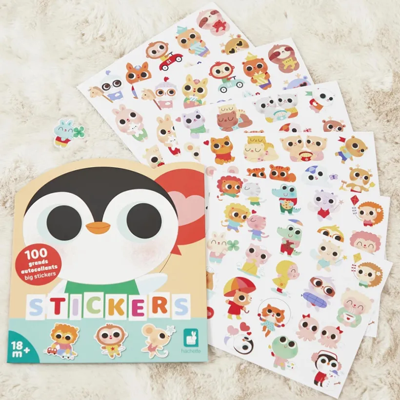 Etui met 100 grote stickers babydieren