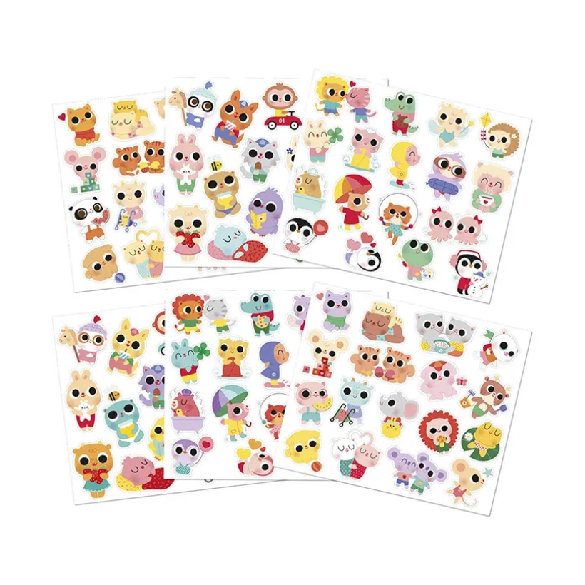 Etui met 100 grote stickers babydieren