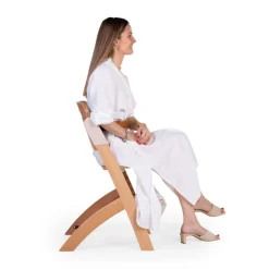Evoluerende hoge stoel Evosit in naturel houtkleur/beige