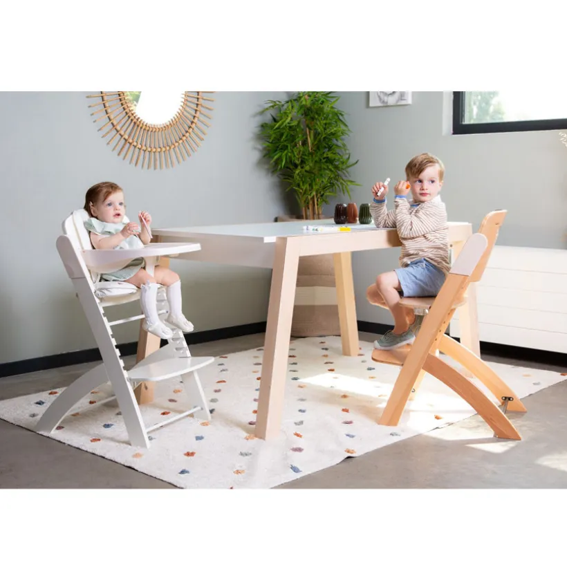 Evoluerende hoge stoel Evosit in naturel houtkleur/beige