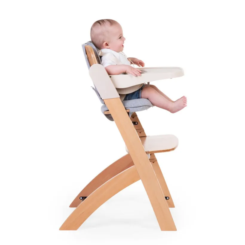 Evoluerende hoge stoel Evosit in naturel houtkleur/beige