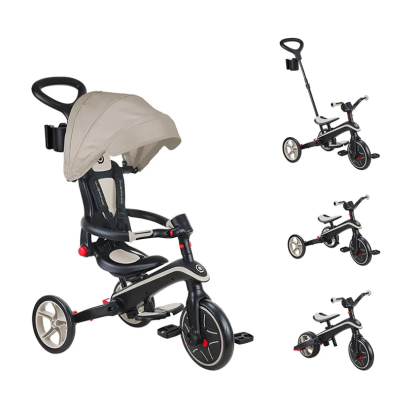 Evoluerende vouwbare Explorer Trike 4-in-1 driewieler taupekleurig