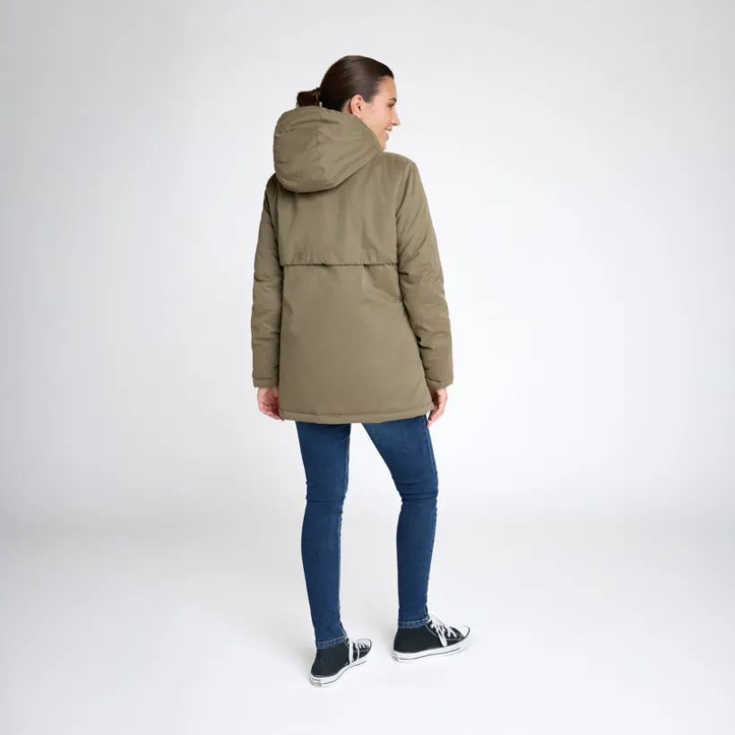 Evoluerende zwangerschapsparka met sherpavoering