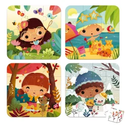 4 Evolutieve Puzzels 4 Seizoenen 6 tot 16 stukjes