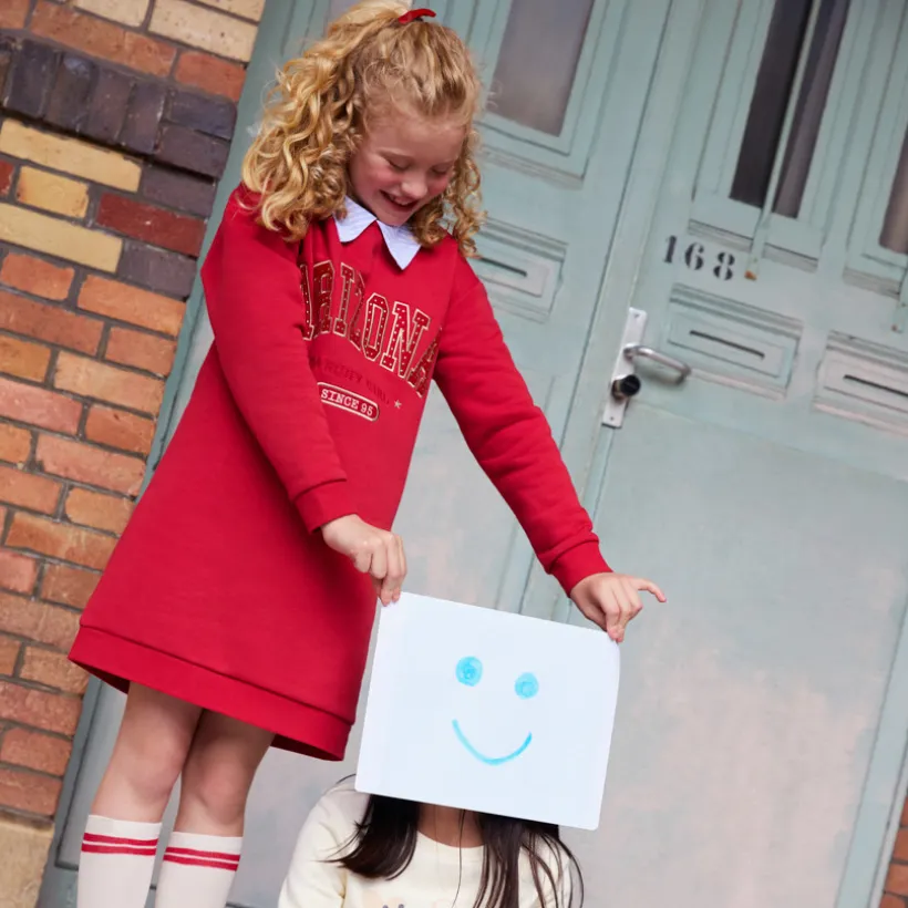 Fantasiejurk van fleece met hemdkraag meisjes
