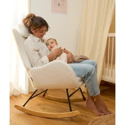 Fauteuil Rocking Chair Marceau in witte bouclette