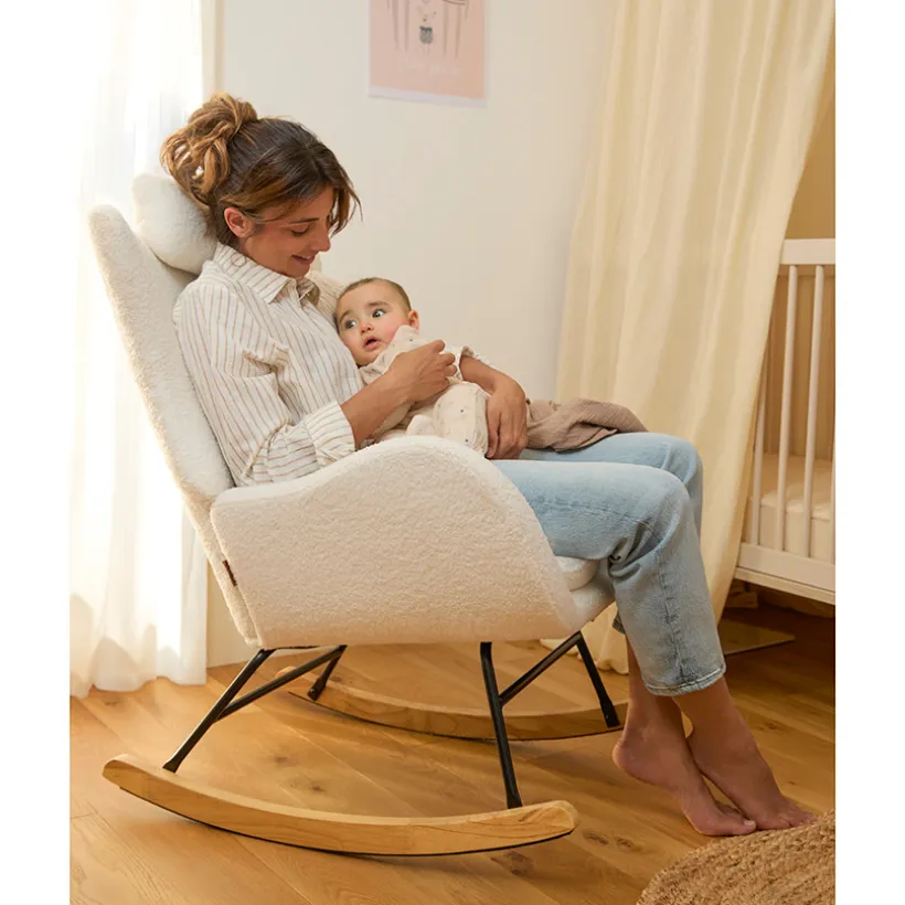 Fauteuil Rocking Chair Marceau in witte bouclette