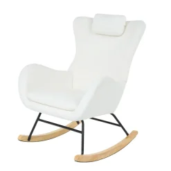 Fauteuil Rocking Chair Marceau in witte bouclette