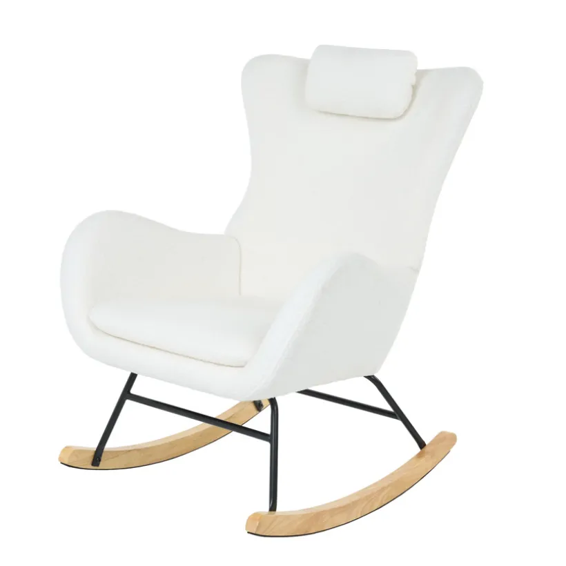 Fauteuil Rocking Chair Marceau in witte bouclette