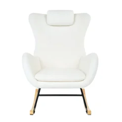 Fauteuil Rocking Chair Marceau in witte bouclette