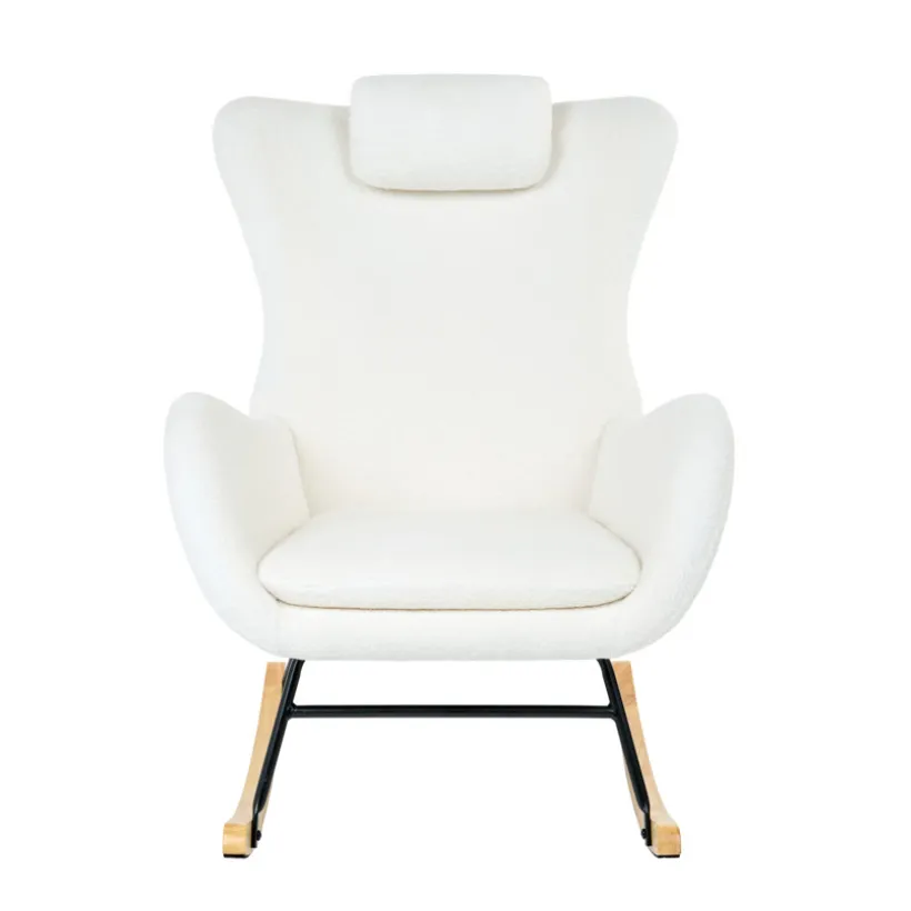 Fauteuil Rocking Chair Marceau in witte bouclette