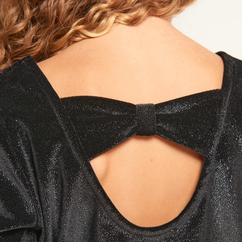 Feestjurk met 2-in-1 effect in tule en fluweel meisjes zwart