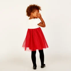 Feestjurk met korte mouwen, 2-in-1 effect voor meisjesbaby's