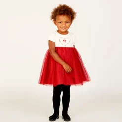 Feestjurk met korte mouwen, 2-in-1 effect voor meisjesbaby's