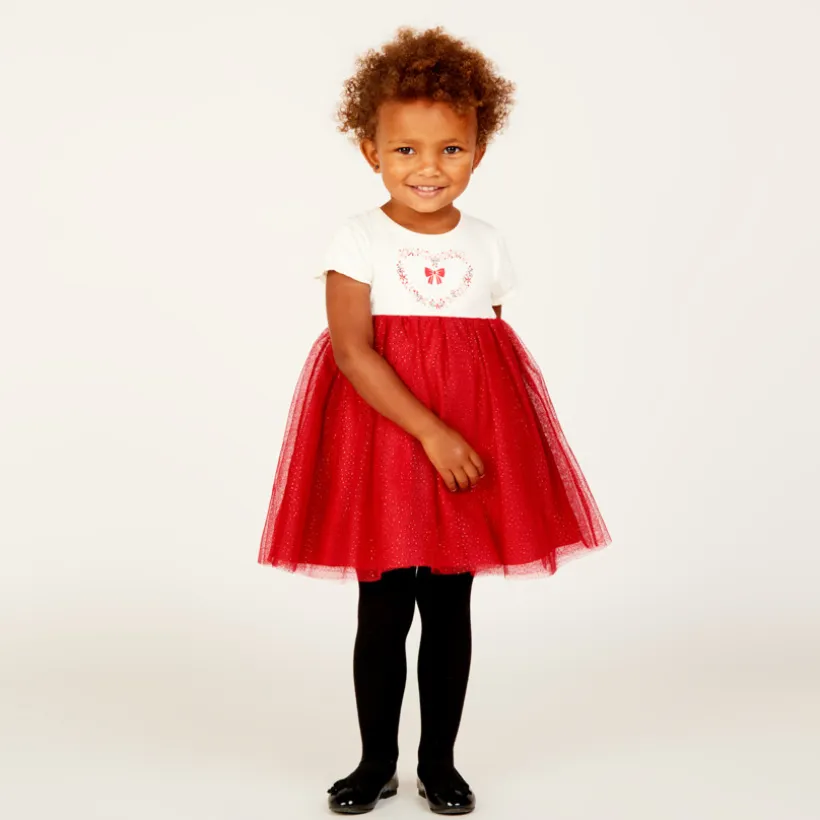 Feestjurk met korte mouwen, 2-in-1 effect voor meisjesbaby's