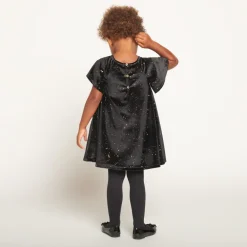 Feestjurk met korte mouwen van glinsterende velours voor babymeisjes