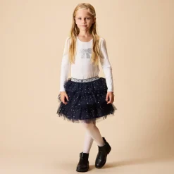 Feestjurk met lange mouwen en 2-in-1 effect voor meisjes