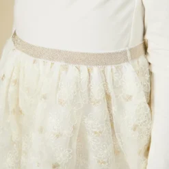 Feestjurk met lange mouwen en 2-in-1 effect in tule meisjes