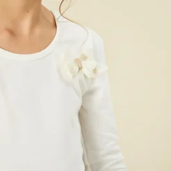 Feestjurk met lange mouwen en 2-in-1 effect in tule meisjes