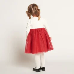 Feestjurk met lange mouwen en 2-in-1 effect voor meisjesbaby's