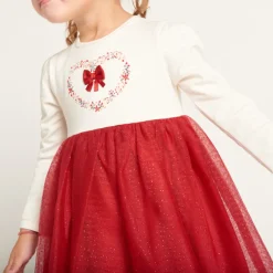 Feestjurk met lange mouwen en 2-in-1 effect voor meisjesbaby's