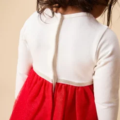 Feestjurk met lange mouwen 2-in-1 effect voor meisjes