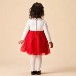 Feestjurk met lange mouwen 2-in-1 effect voor meisjes