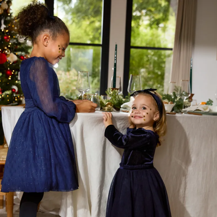 Feestjurk met lange mouwen 2-in-1 effect + hoofdband voor babymeisjes