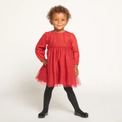 Feestjurk met lange mouwen van glinsterende tule meisjes.