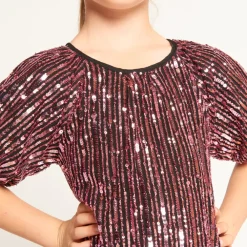 Feestjurk met roze pailletten meisjes