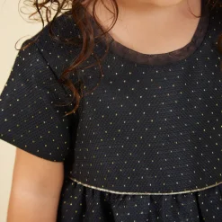 Feestjurkset in jacquard + hoofdband voor babymeisje