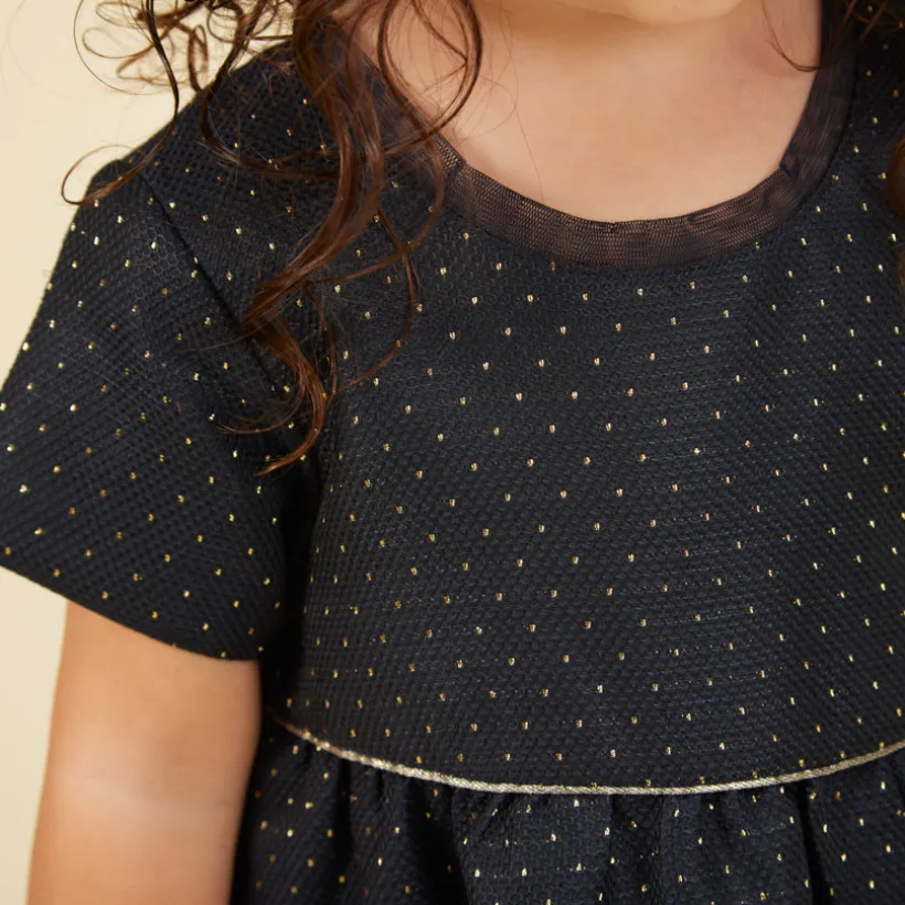 Feestjurkset in jacquard + hoofdband voor babymeisje