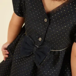 Feestjurkset in jacquard + hoofdband voor babymeisje