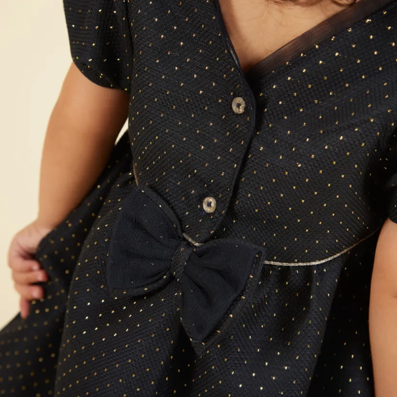 Feestjurkset in jacquard + hoofdband voor babymeisje