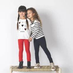 Fleecebroek effen meisjes met elastische taille en verstelbare omslagen aan de enkels
