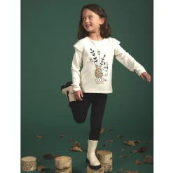 Fleecebroek effen meisjes met elastische taille en verstelbare omslagen aan de enkels