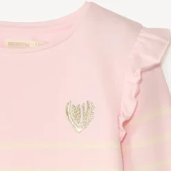 Fleece gestreept shirt met geborduurd hart meisjes