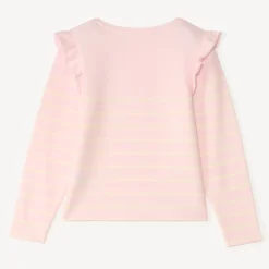 Fleece gestreept shirt met geborduurd hart meisjes