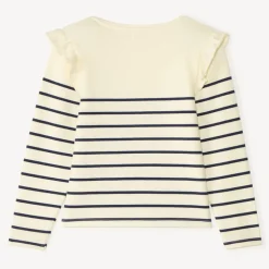 Fleece gestreept shirt met geborduurd hart meisjes