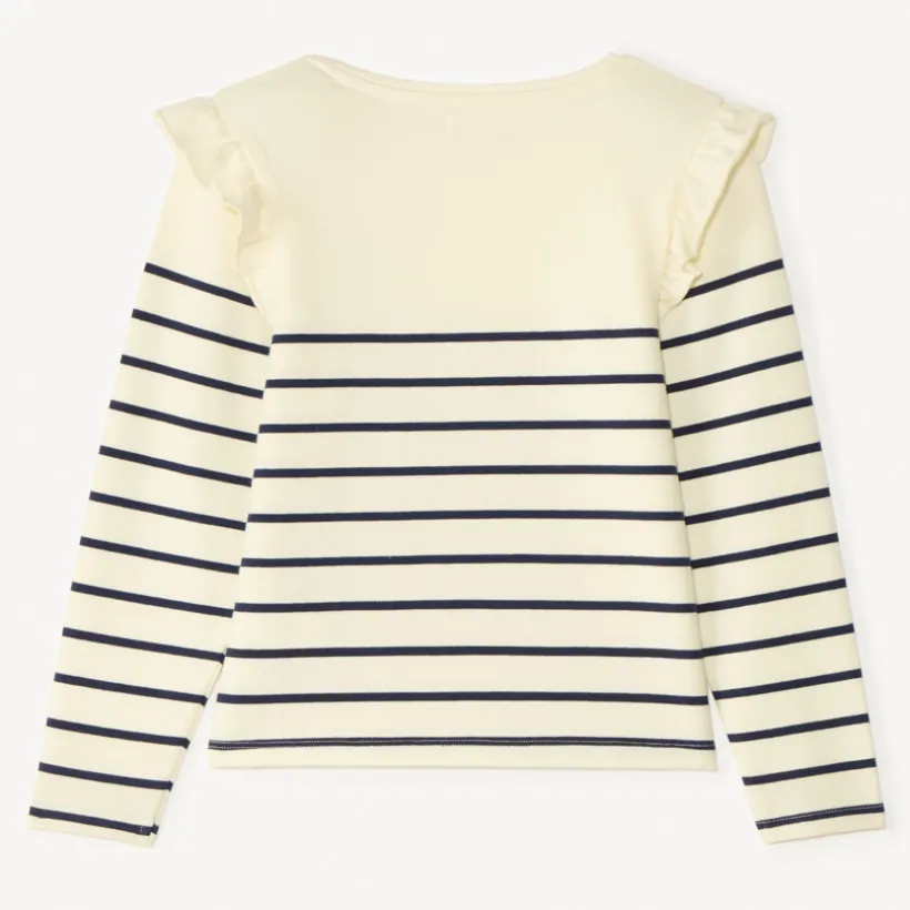 Fleece gestreept shirt met geborduurd hart meisjes