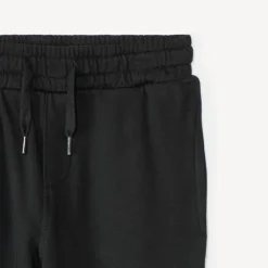 Fleece joggingbroek met borduursel jongens in effen antracietkleur