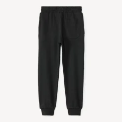 Fleece joggingbroek met borduursel jongens in effen antracietkleur