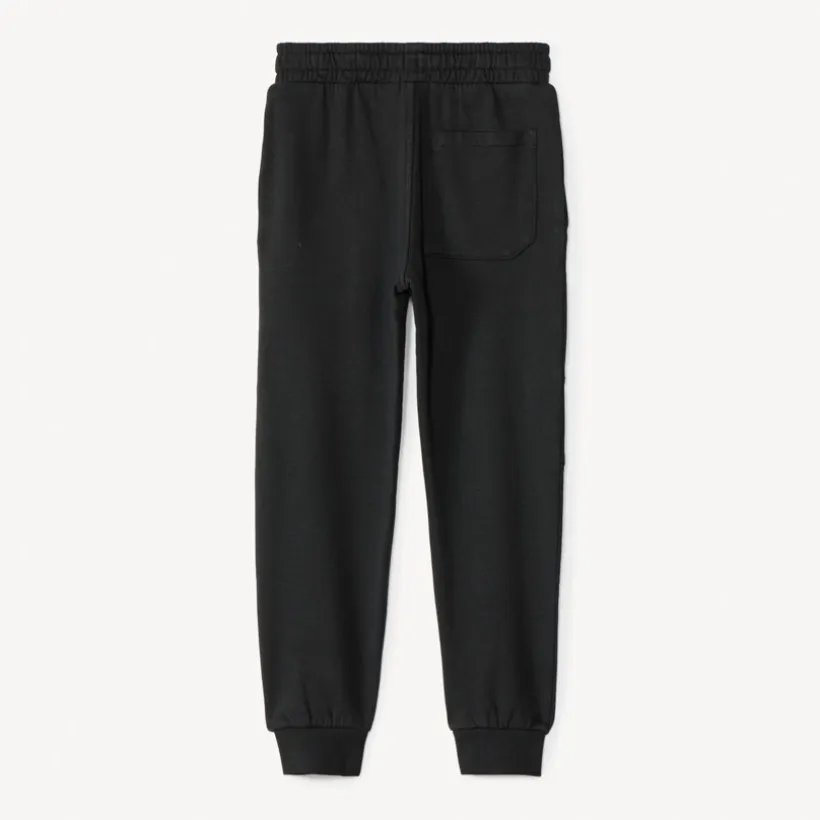 Fleece joggingbroek met borduursel jongens in effen antracietkleur